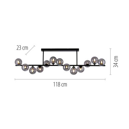 Schöner Wohnen 14505-18 - LED-riippuvalaisin tangolla DUBAI 13xG9/3W/230V musta/savunharmaa