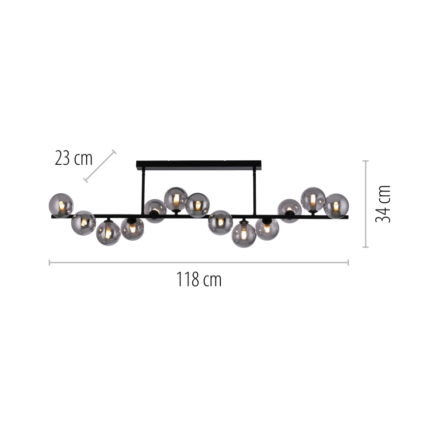 Schöner Wohnen 14505-18 - LED-riippuvalaisin tangolla DUBAI 13xG9/3W/230V musta/savunharmaa