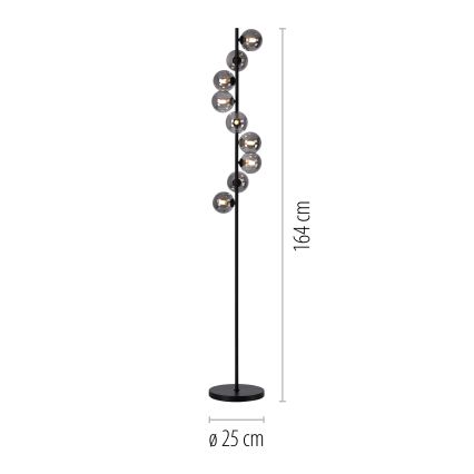 Schöner Wohnen 14506-18 - LED-lattiavalaisin DUBAI 9xG9/3W/230V musta/savunharmaa