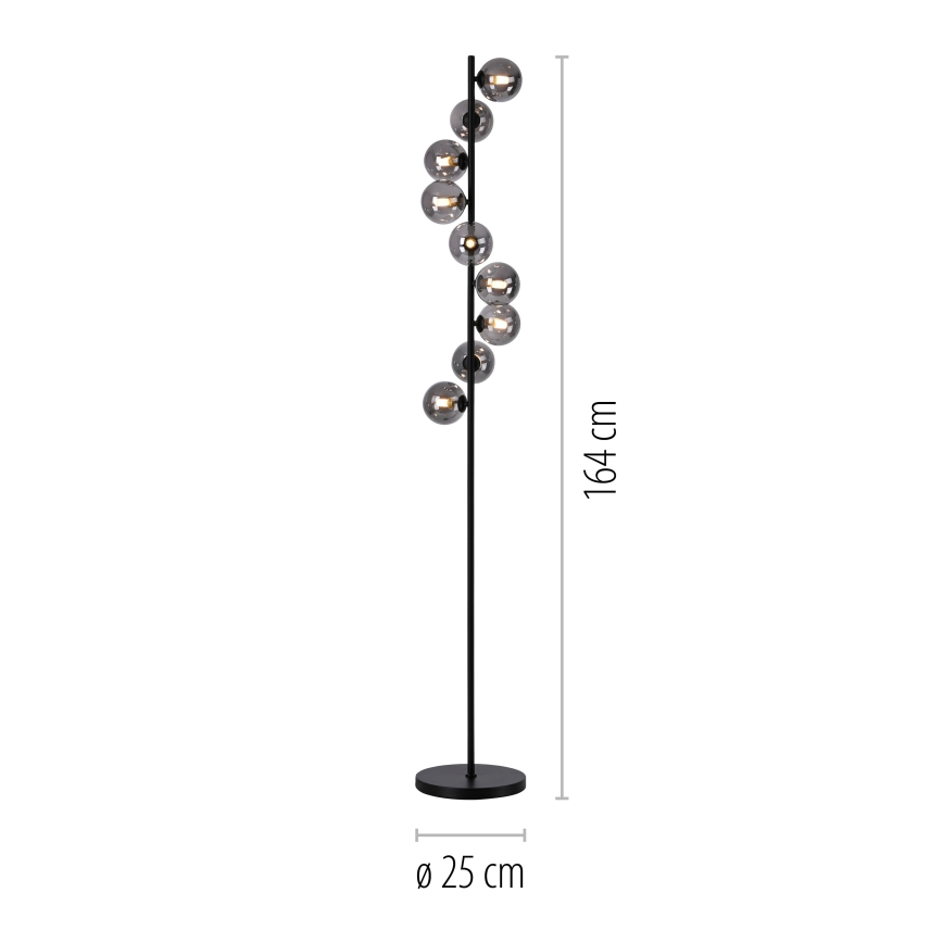 Schöner Wohnen 14506-18 - LED-lattiavalaisin DUBAI 9xG9/3W/230V musta/savunharmaa