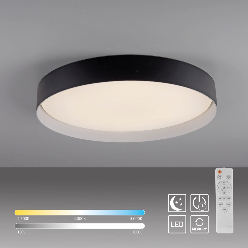 Schöner Wohnen 14595-18 - Himmennettävä LED-kattovalaisin TAVOLI, 34 W, 230 V, 2700–6500 K, Ø 49 cm, musta + kaukosäädin