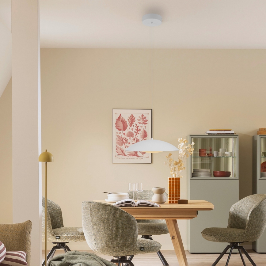 Schöner Wohnen 14606-16 - LENTE himmennettävä riippuvalaisin vaijerilla LED/17W/230V halkaisija 40 cm valkoinen