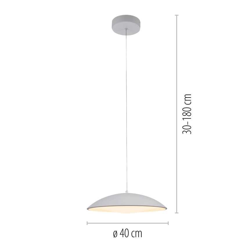 Schöner Wohnen 14606-16 - LENTE himmennettävä riippuvalaisin vaijerilla LED/17W/230V halkaisija 40 cm valkoinen