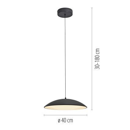 Schöner Wohnen 14606-18 - himmennettävä LED-riippuvalaisin vaijerilla LENTE LED/17W/230V Ø 40 cm musta