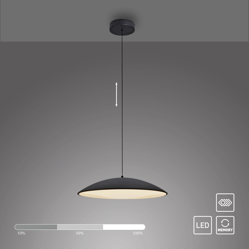 Schöner Wohnen 14607-18 - LENTE himmennettävä riippuvalaisin vaijerilla, LED/23W/230V, halkaisija 50 cm, musta