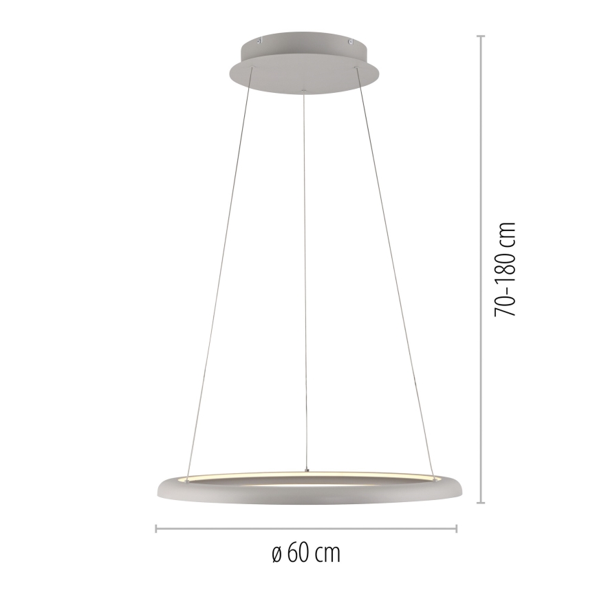 Schöner Wohnen 15570-39 - LED-himmennettävä riippuvalaisin kaapelilla QUILLO LED/36W/230V, halkaisija 60 cm, harmaa