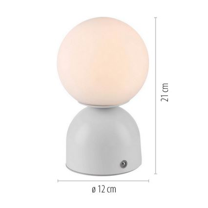 Schöner Wohnen 19218-16 - himmennettävä kosketusohjattu ladattava pöytälamppu RUDI LED/1,2W/5V 3000-6000K 1200 mAh valkoinen