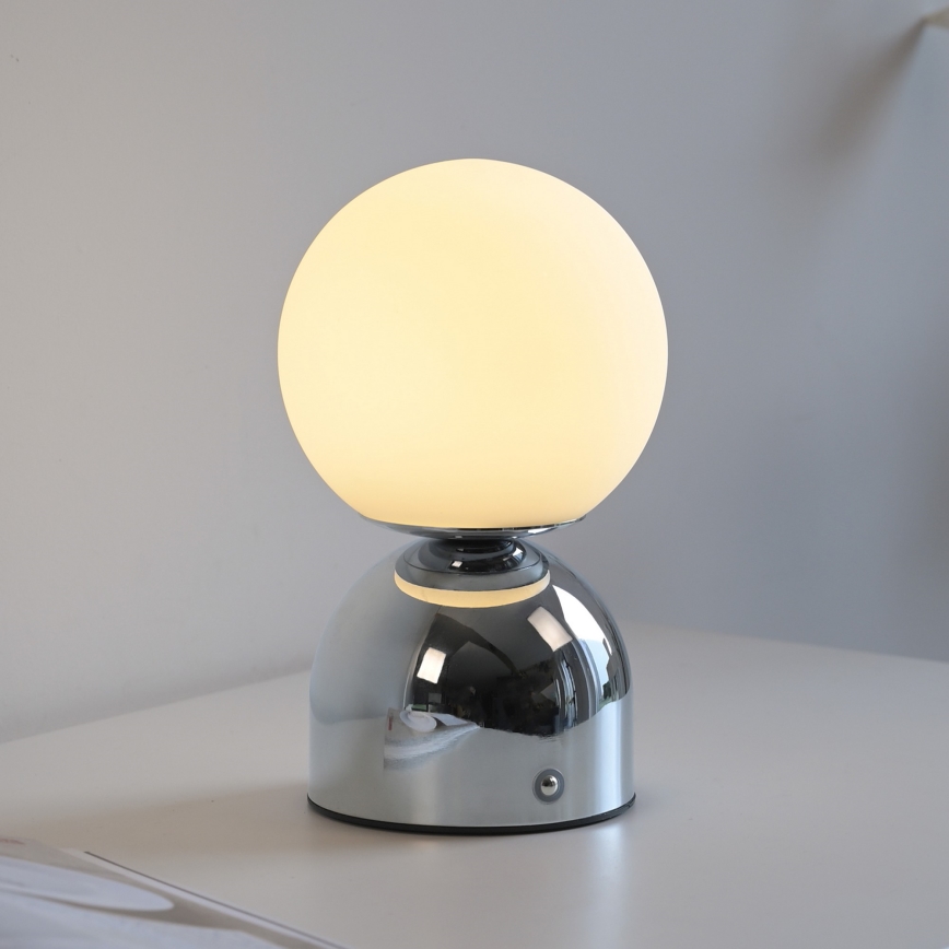 Schöner Wohnen 19218-17 - himmennettävä kosketusohjattu ladattava pöytälamppu RUDI LED/1,2W/5V 3000-6000K 1200 mAh kiiltävä kromi