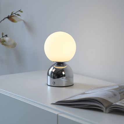 Schöner Wohnen 19218-17 - himmennettävä kosketusohjattu ladattava pöytälamppu RUDI LED/1,2W/5V 3000-6000K 1200 mAh kiiltävä kromi