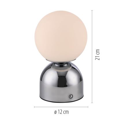 Schöner Wohnen 19218-17 - himmennettävä kosketusohjattu ladattava pöytälamppu RUDI LED/1,2W/5V 3000-6000K 1200 mAh kiiltävä kromi