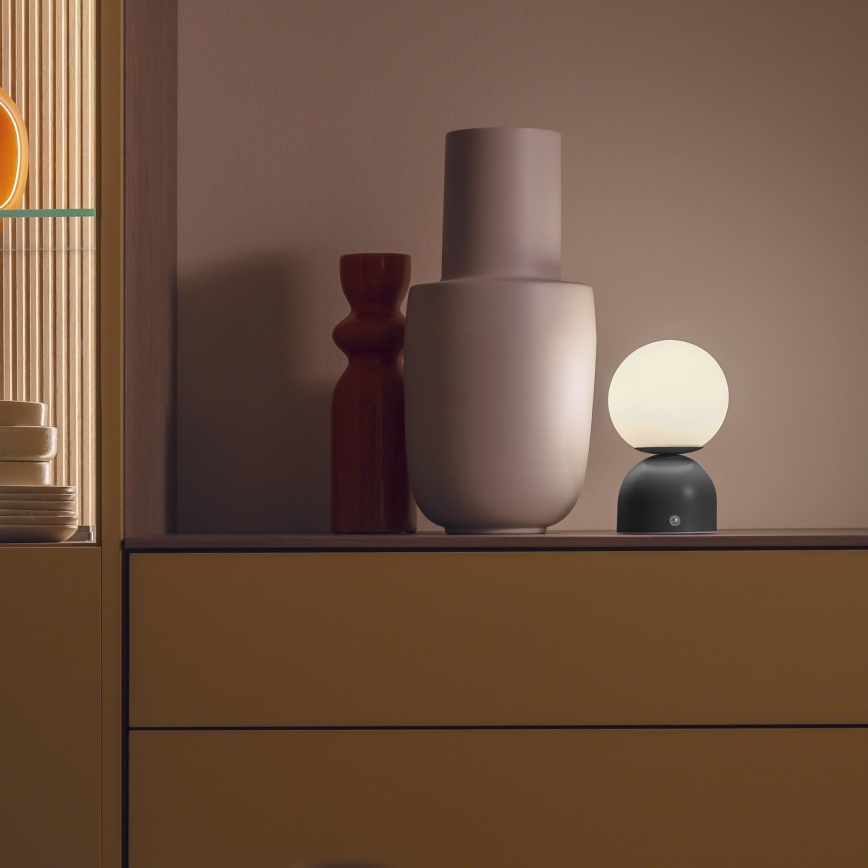 Schöner Wohnen 19218-18 - LED kosketuksella himmennettävä ladattava pöytävalaisin RUDI LED/1,2W/5V 3000-6000K 1200 mAh musta