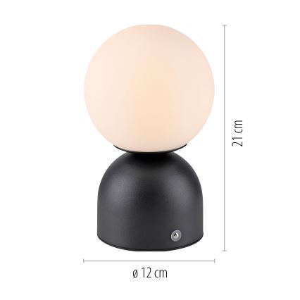 Schöner Wohnen 19218-18 - LED kosketuksella himmennettävä ladattava pöytävalaisin RUDI LED/1,2W/5V 3000-6000K 1200 mAh musta