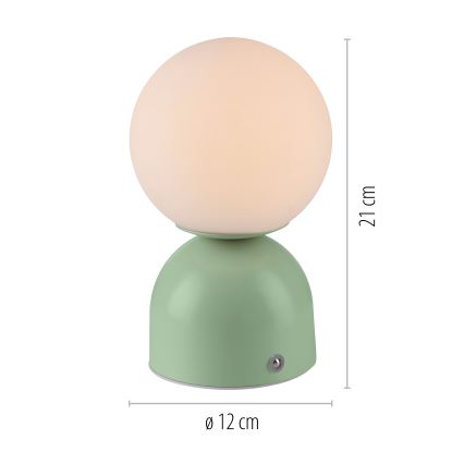 Schöner Wohnen 19218-43 - LED-himmennettävä kosketusohjattu ladattava pöytävalaisin RUDI LED/1,2W/5V 3000-6000K 1200 mAh vihreä