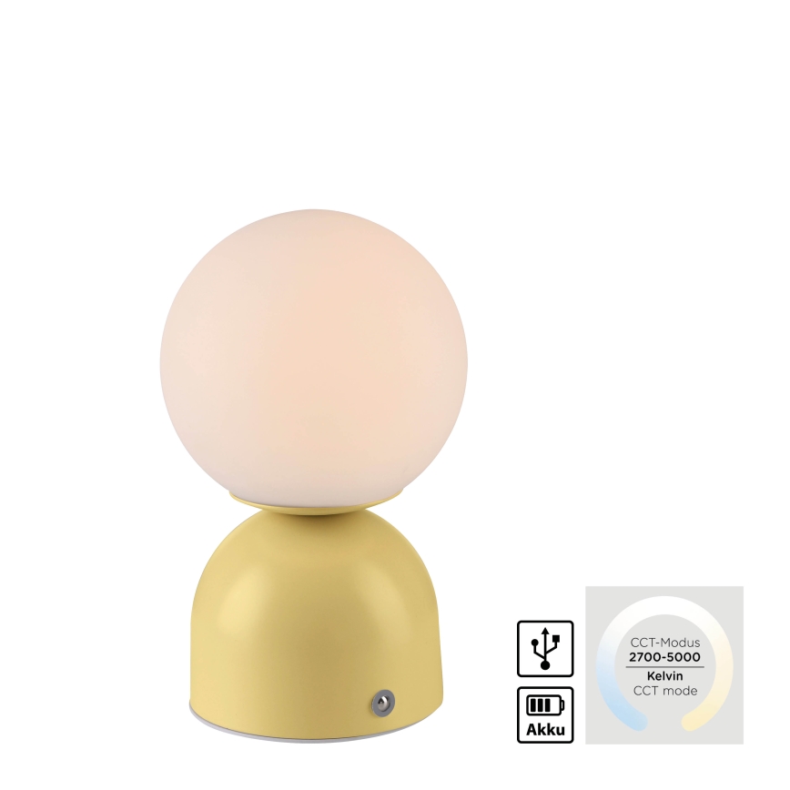 Schöner Wohnen 19218-81 - LED-himmennettävä kosketusohjattu ladattava pöytälamppu RUDI LED/1,2W/5V 3000-6000K 1200 mAh keltainen