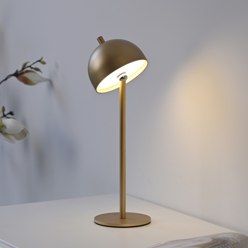 Schöner Wohnen 19244-12 - himmennettävä kosketusohjattu ladattava ulkokäyttöinen pöytälamppu BELLIS LED/2,5W/5V 2600 mAh IP54 kultainen