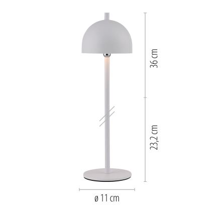 Schöner Wohnen 19244-16 - himmennettävä kosketusohjattu ladattava ulkokäyttöinen pöytälamppu BELLIS LED/2,5W/5V 2600 mAh IP54 valkoinen