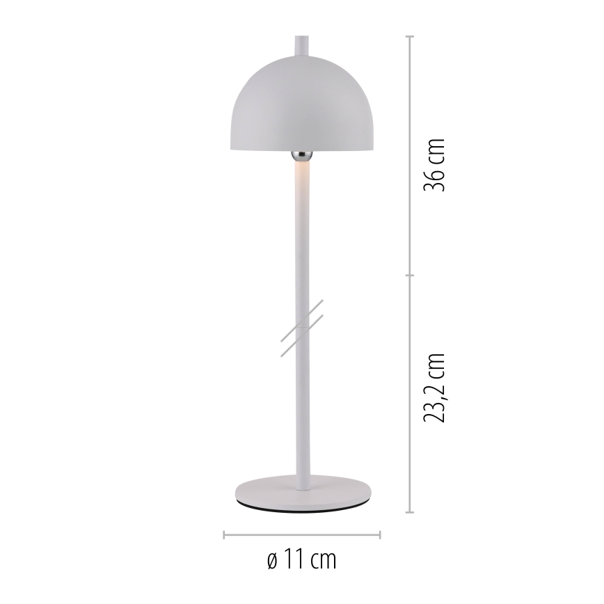 Schöner Wohnen 19244-16 - himmennettävä kosketusohjattu ladattava ulkokäyttöinen pöytälamppu BELLIS LED/2,5W/5V 2600 mAh IP54 valkoinen