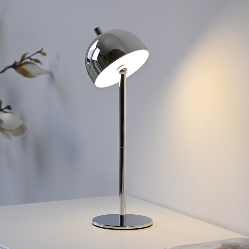 Schöner Wohnen 19244-17 - LED-himmennettävä kosketustoiminen ladattava ulkokäyttöön tarkoitettu pöytävalaisin BELLIS LED/2,5W/5V 2600 mAh IP54 kiiltävä kromi