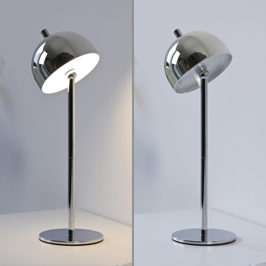 Schöner Wohnen 19244-17 - LED-himmennettävä kosketustoiminen ladattava ulkokäyttöön tarkoitettu pöytävalaisin BELLIS LED/2,5W/5V 2600 mAh IP54 kiiltävä kromi