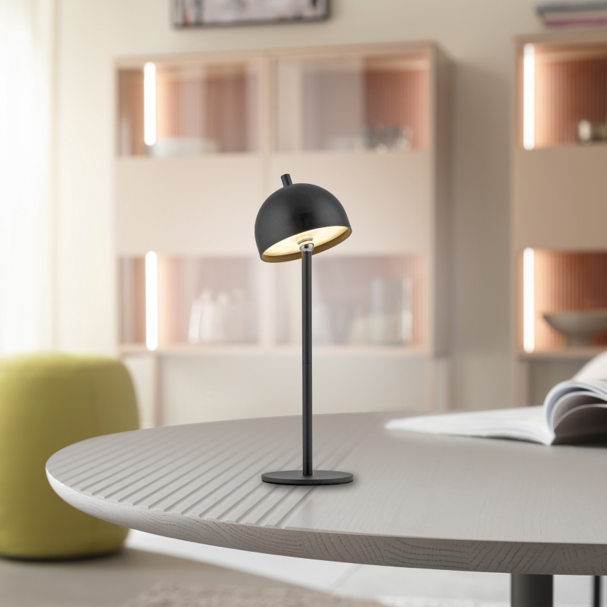 Schöner Wohnen 19244-18 - BELLIS ulkokäyttöön sopiva ladattava LED-pöytävalaisin, himmennettävä kosketusohjauksella, LED/2,5W/5V, 2600 mAh, IP54, musta