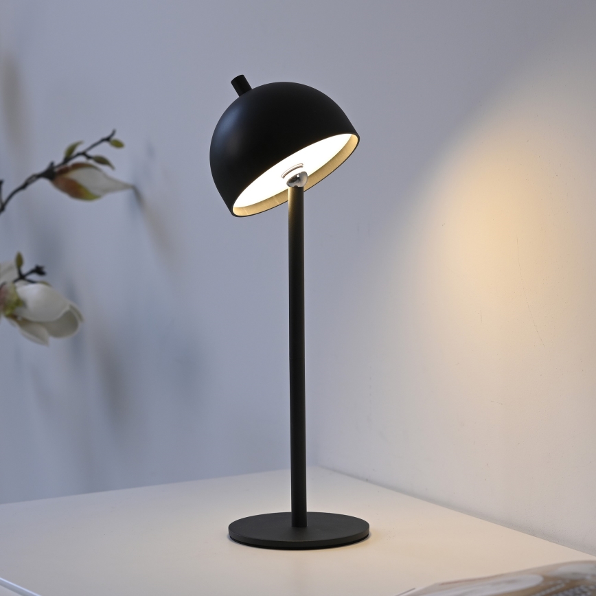 Schöner Wohnen 19244-18 - BELLIS ulkokäyttöön sopiva ladattava LED-pöytävalaisin, himmennettävä kosketusohjauksella, LED/2,5W/5V, 2600 mAh, IP54, musta