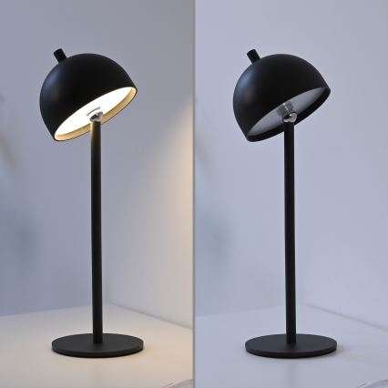 Schöner Wohnen 19244-18 - BELLIS ulkokäyttöön sopiva ladattava LED-pöytävalaisin, himmennettävä kosketusohjauksella, LED/2,5W/5V, 2600 mAh, IP54, musta