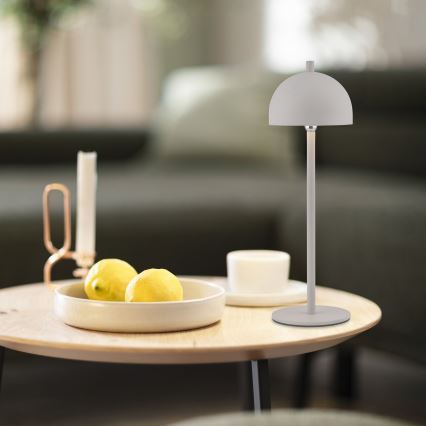 Schöner Wohnen 19244-39 - LED-himmennettävä, kosketuksella ohjattava ja ladattava ulkokäyttöinen pöytälamppu BELLIS, LED/2,5W/5V, 2600 mAh, IP54, harmaa
