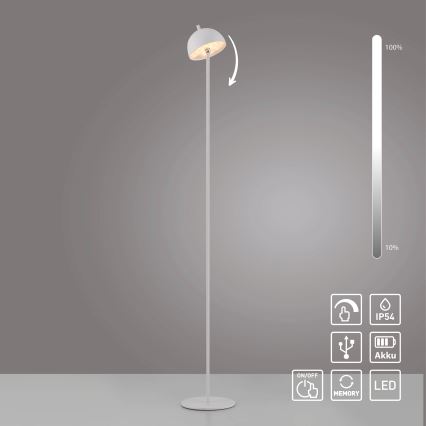 Schöner Wohnen 19245-16 - himmennettävä kosketuksella ohjattava ladattava ulkokäyttöön sopiva lattiavalaisin BELLIS LED/2,5W/5V 2600 mAh IP54 valkoinen