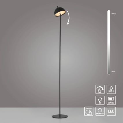 Schöner Wohnen 19245-18 - LED himmennettävä kosketusohjattu ladattava ulkokäyttöön sopiva lattiavalaisin BELLIS LED/2,5W/5V 2600 mAh IP54 musta