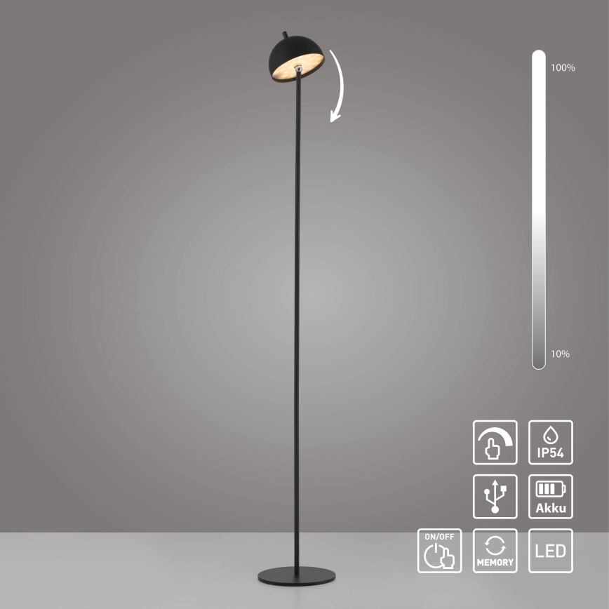 Schöner Wohnen 19245-18 - LED himmennettävä kosketusohjattu ladattava ulkokäyttöön sopiva lattiavalaisin BELLIS LED/2,5W/5V 2600 mAh IP54 musta