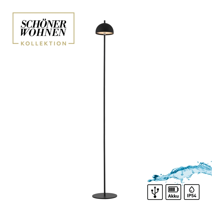 Schöner Wohnen 19245-18 - LED himmennettävä kosketusohjattu ladattava ulkokäyttöön sopiva lattiavalaisin BELLIS LED/2,5W/5V 2600 mAh IP54 musta