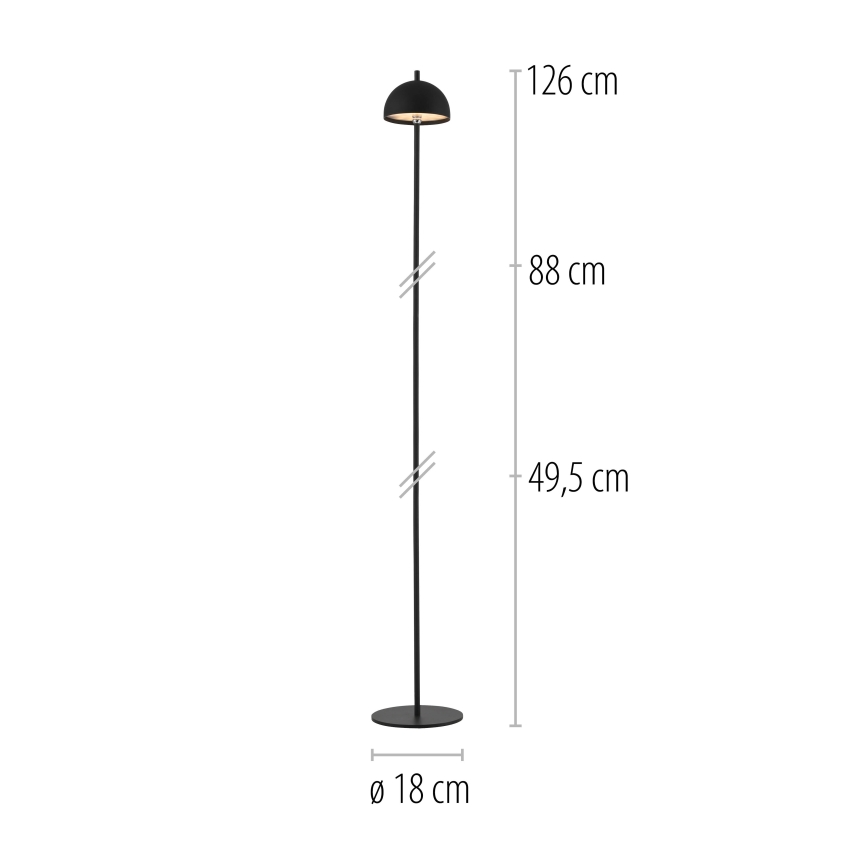 Schöner Wohnen 19245-18 - LED himmennettävä kosketusohjattu ladattava ulkokäyttöön sopiva lattiavalaisin BELLIS LED/2,5W/5V 2600 mAh IP54 musta