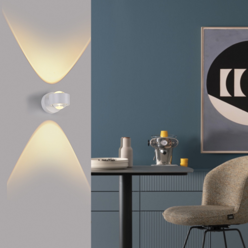 Schöner Wohnen 19331-16 - LED-seinävalaisin CHIA 2xLED/2W/230V valkoinen