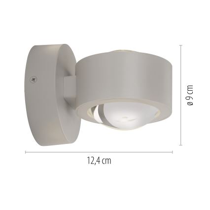 Schöner Wohnen 19331-39 - LED-seinävalaisin CHIA 2xLED/2W/230V harmaa