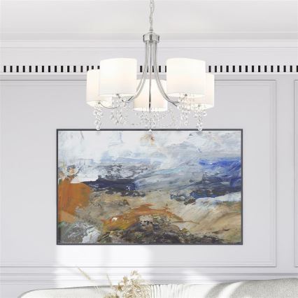 Searchlight - Kristalli-ketjukattokruunu NINA 5xE14/60W/230V