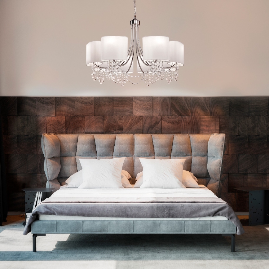 Searchlight - Kristalli-ketjukattokruunu NINA 5xE14/60W/230V