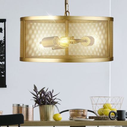 Searchlight - Kattokruunu ketjussa FISHNET 3xE27/60W/230V kultainen