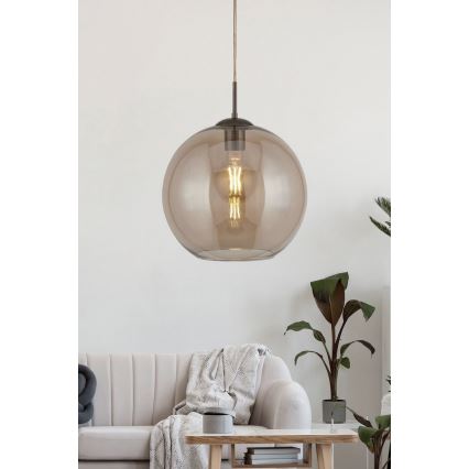 Searchlight - Kattokruunu narulla BALL 1xE27/60W/230V ruskea