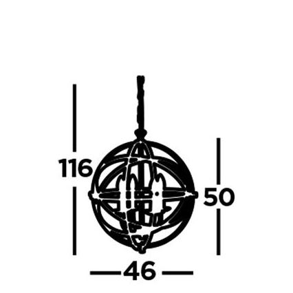 Searchlight - Ketjulla roikkuva kattokruunu ORBIT 4xE14/60W/230V messinki