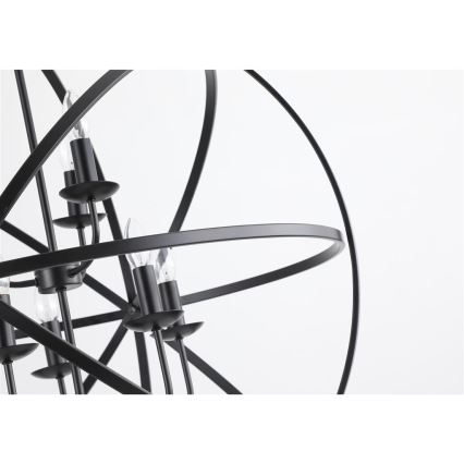 Searchlight - Riippuvalaisin ketjulla ORBIT 8xE14/60W/230V musta