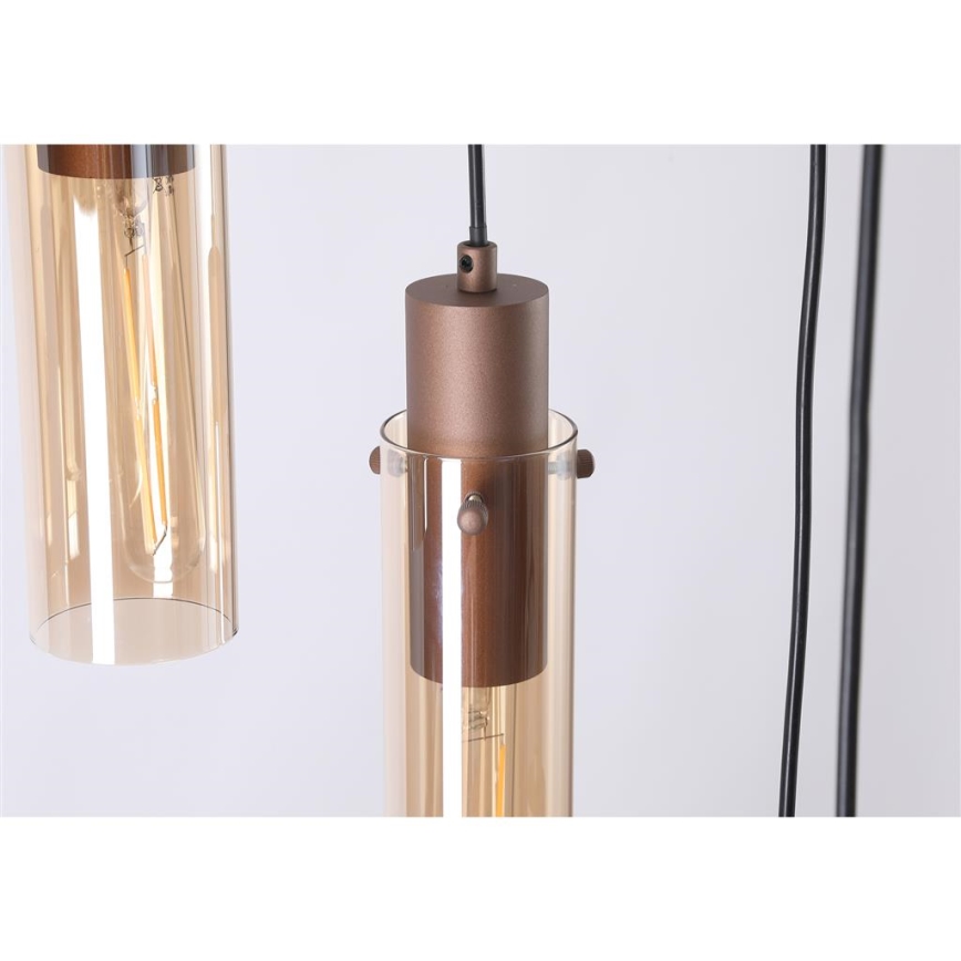 Searchlight - Riippuvalaisin vaijerilla SWEDEN 8xE27/60W/230V ruskea/savunharmaa