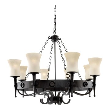 Searchlight - CARTWHEEL ketjullinen kattokruunu, 8xE27/60W/230V, musta