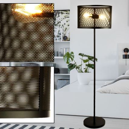 Searchlight - Lattialamppu FISHNET 2xE27/60W/230V musta