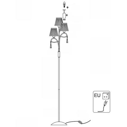 Searchlight - Lattialamppu SIMPLICITY 3xE14/60W/230V kiiltävä kromi