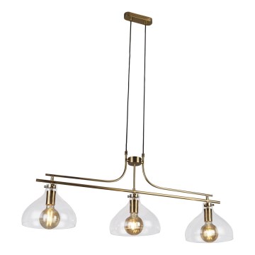 Searchlight - Kattokruunu johdossa MARGARITA 3xE27/60W/230V messinki