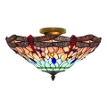 Searchlight - Pinta-asennettava Tiffany kattokruunu DRAGONFLY 3xE14/40W/230V