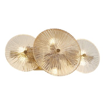 Searchlight - Seinävalaisin WAGON WHEEL 6xG9/33W/230V messinki