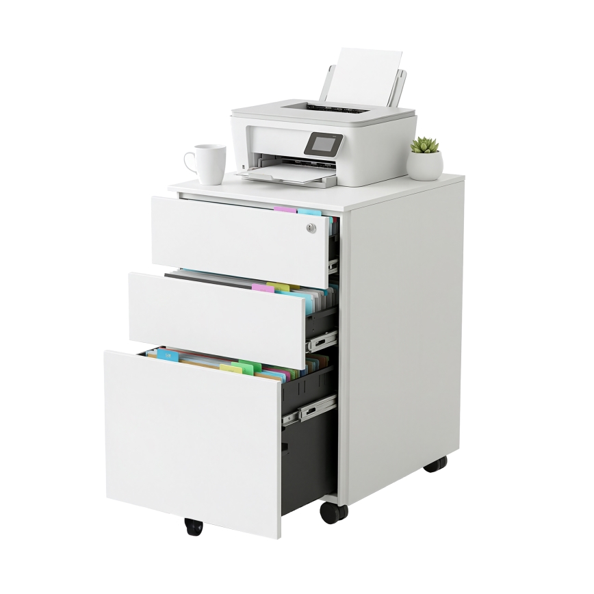 SECURIO – valkoinen toimistopyörällinen laatikosto