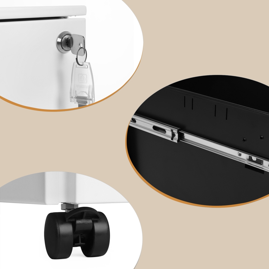 SECURIO – valkoinen toimistopyörällinen laatikosto