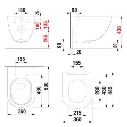 Seinä-WC MIO Rimless + SoftClose-istuinkansi MIO + DUAL-kaksoishuuhtelupainike + piilotettu huuhtelumoduuli + eristealusta